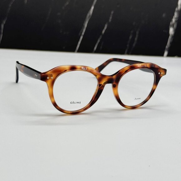 NEW CELINE CL41458 086 HAVANA ROUND UNISEX CELINE EYEGLASSES - Picture 8 of 12